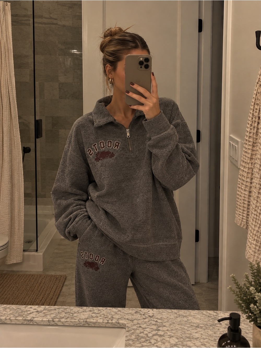 Roots Salt & Pepper Quarter-Zip Pullover